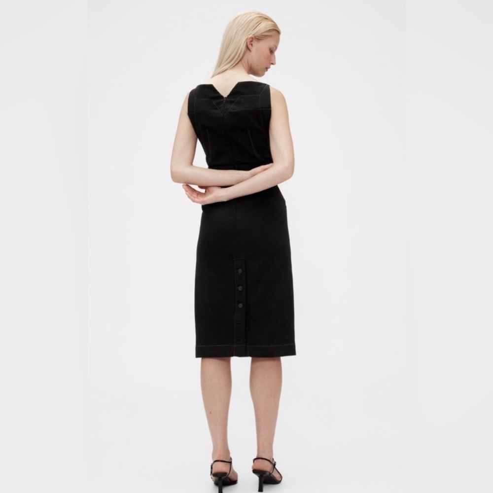 Gap X Zac Posen Gapstudio Seamed Denim Midi Dress NWT 2 LBD Little Black Dress - Picture 3 of 10